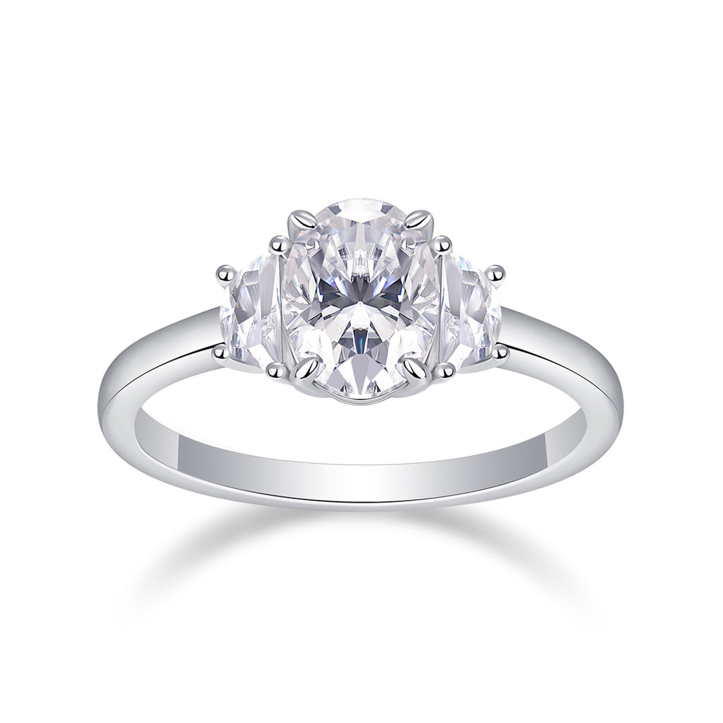 Silverglow Oval-Cut Moissanite Solitaire Ring in Sterling Silver