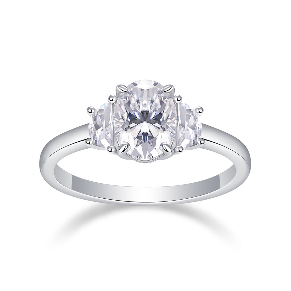 Silverglow 1.5 Carat Oval-Cut Moissanite Solitaire Ring in Sterling Silver