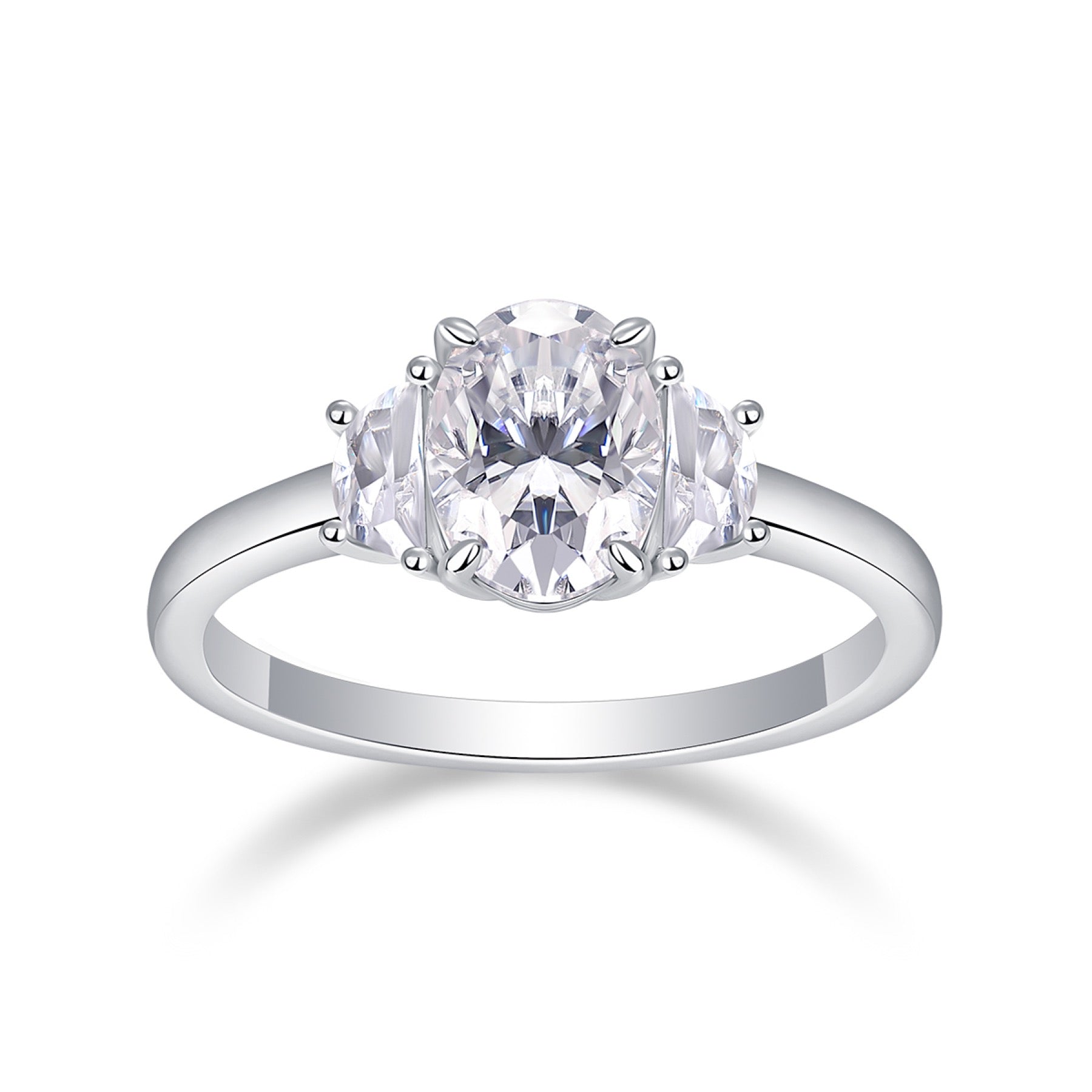 Silverglow Oval-Cut Moissanite Solitaire Ring in Sterling Silver