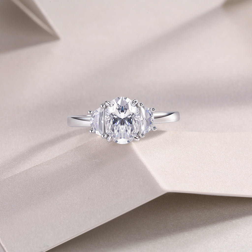 Silverglow Oval-Cut Moissanite Solitaire Ring in Sterling Silver