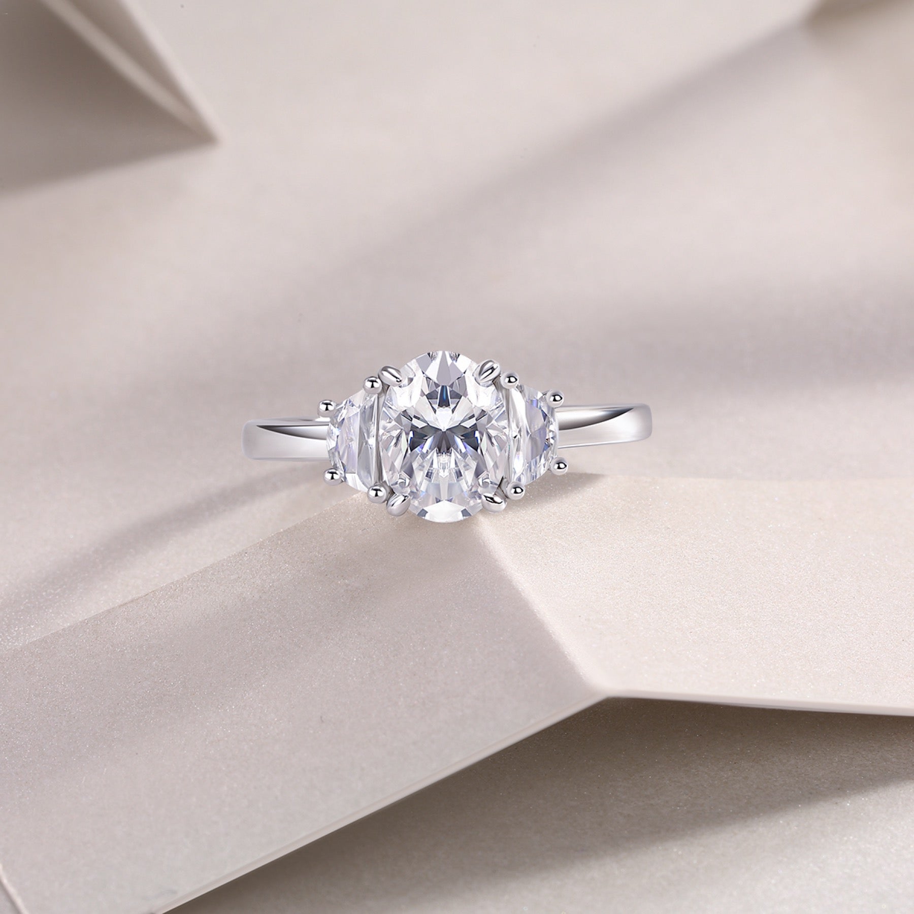 Silverglow Oval-Cut Moissanite Solitaire Ring in Sterling Silver