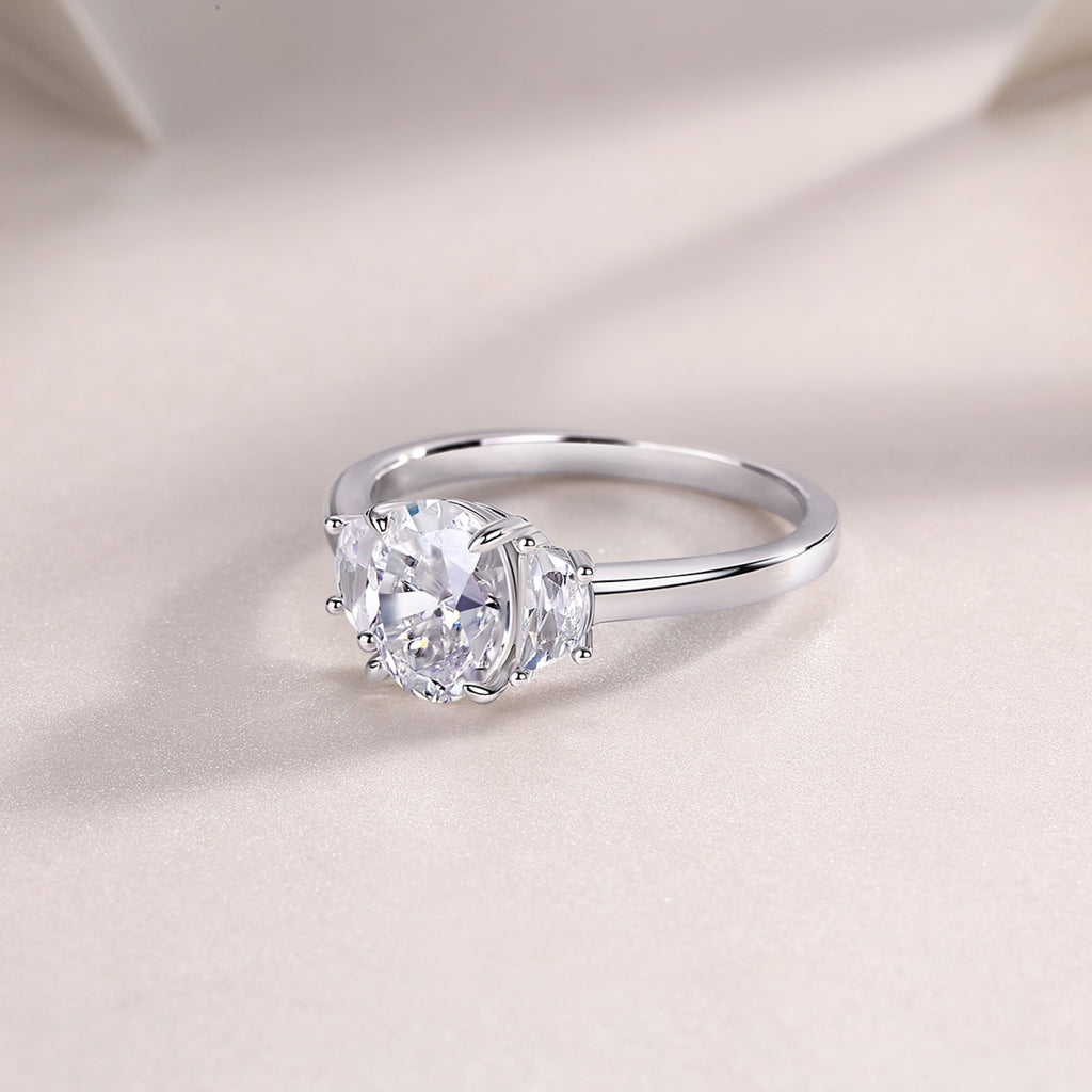 Silverglow Oval-Cut Moissanite Solitaire Ring in Sterling Silver