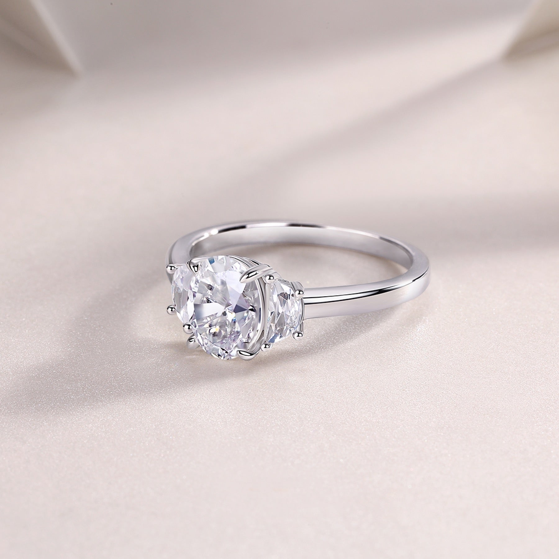 Silverglow Oval-Cut Moissanite Solitaire Ring in Sterling Silver