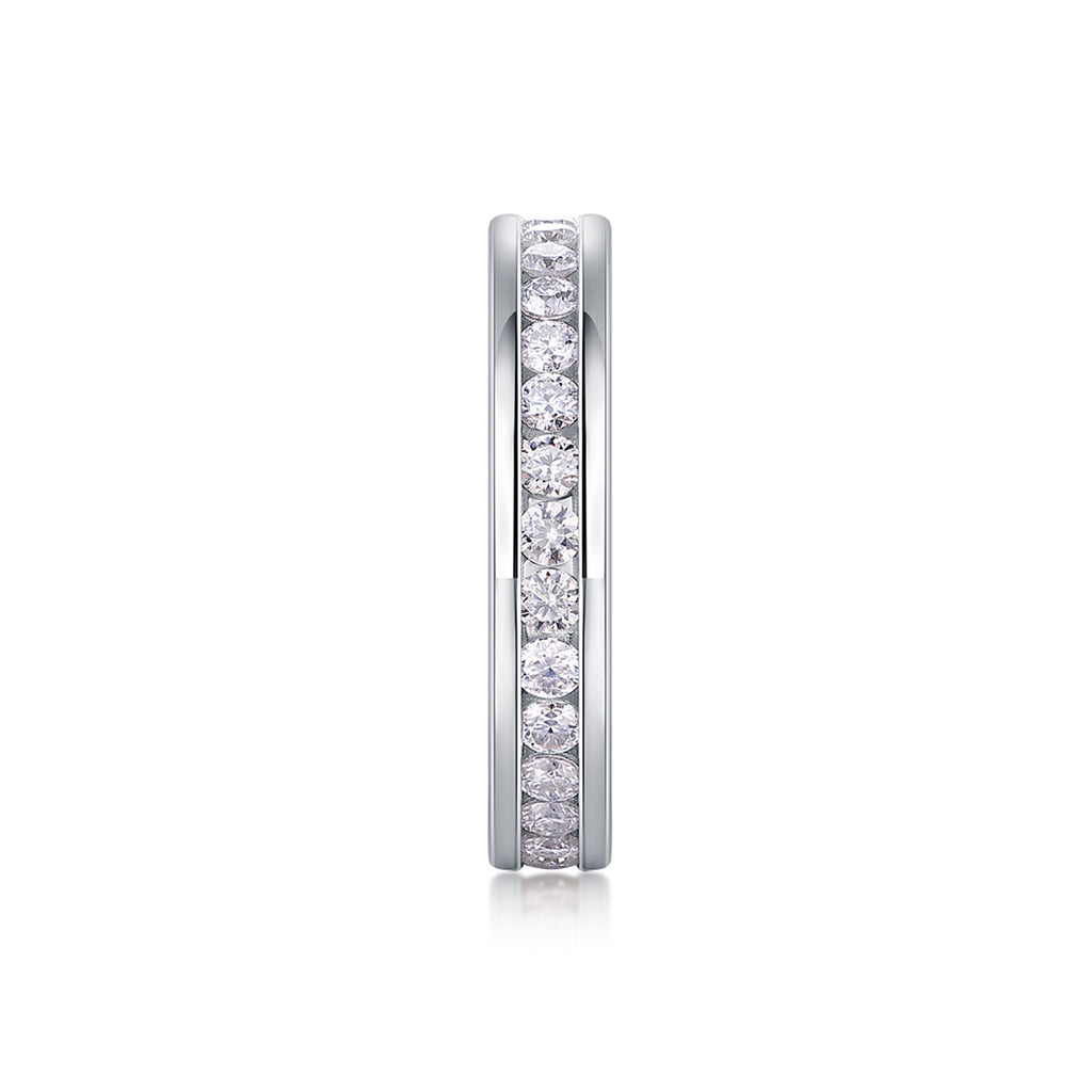 Twinlight Moissanite Eternity Band Ring in Sterling Silver