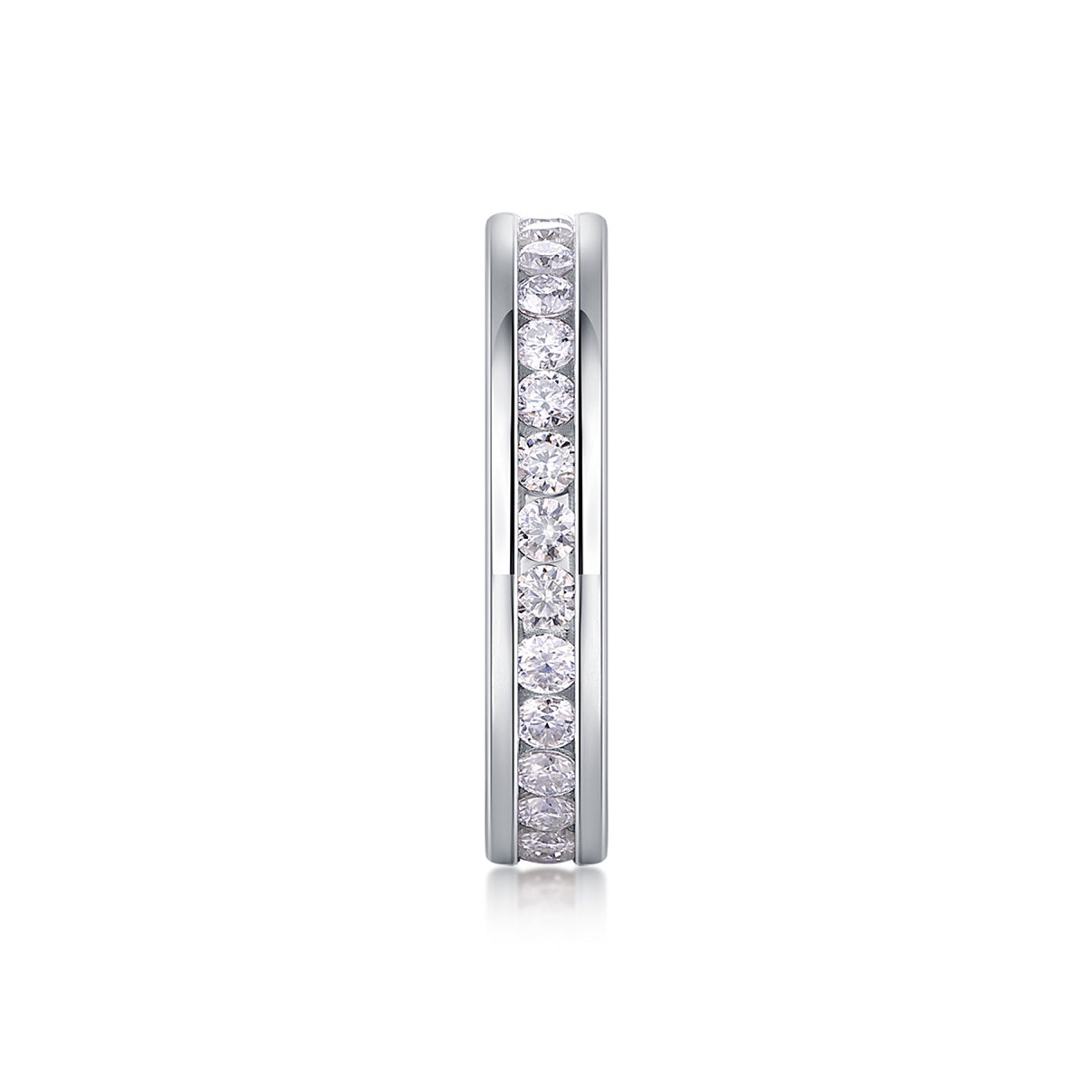 Twinlight Moissanite Eternity Band Ring in Sterling Silver