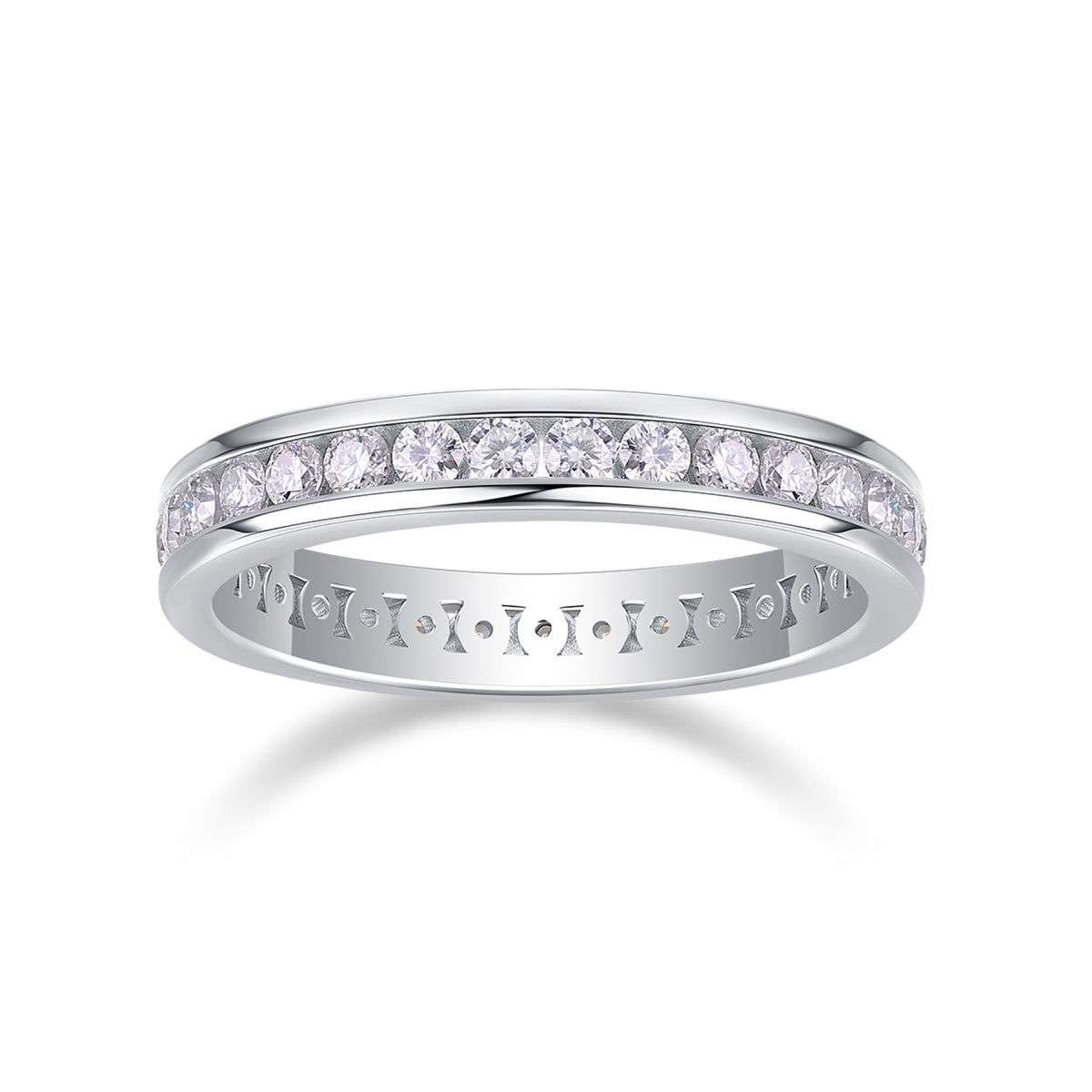 Twinlight Moissanite Eternity Band Ring in Sterling Silver