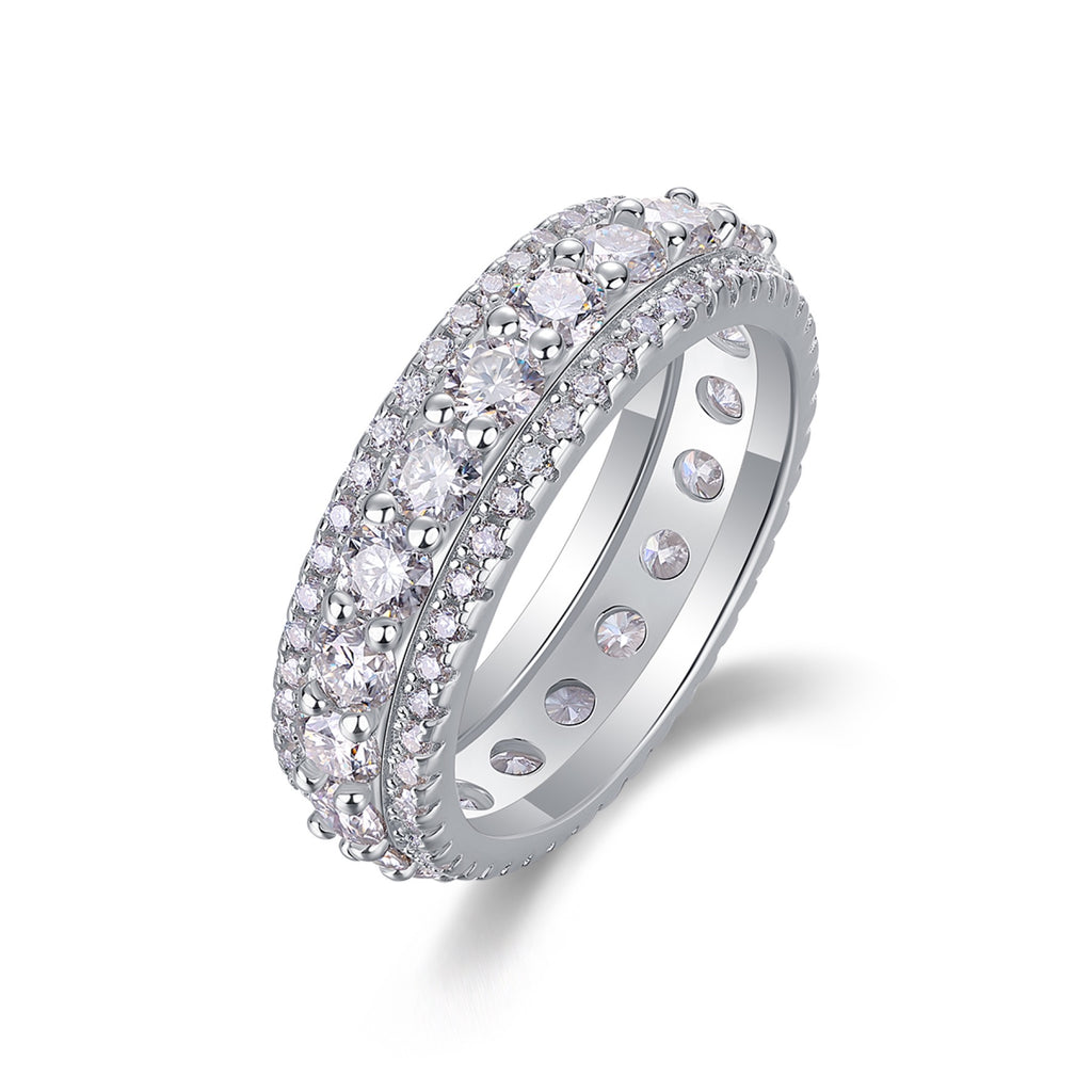 Relay Moissanite Eternity Band Ring in Sterling Silver