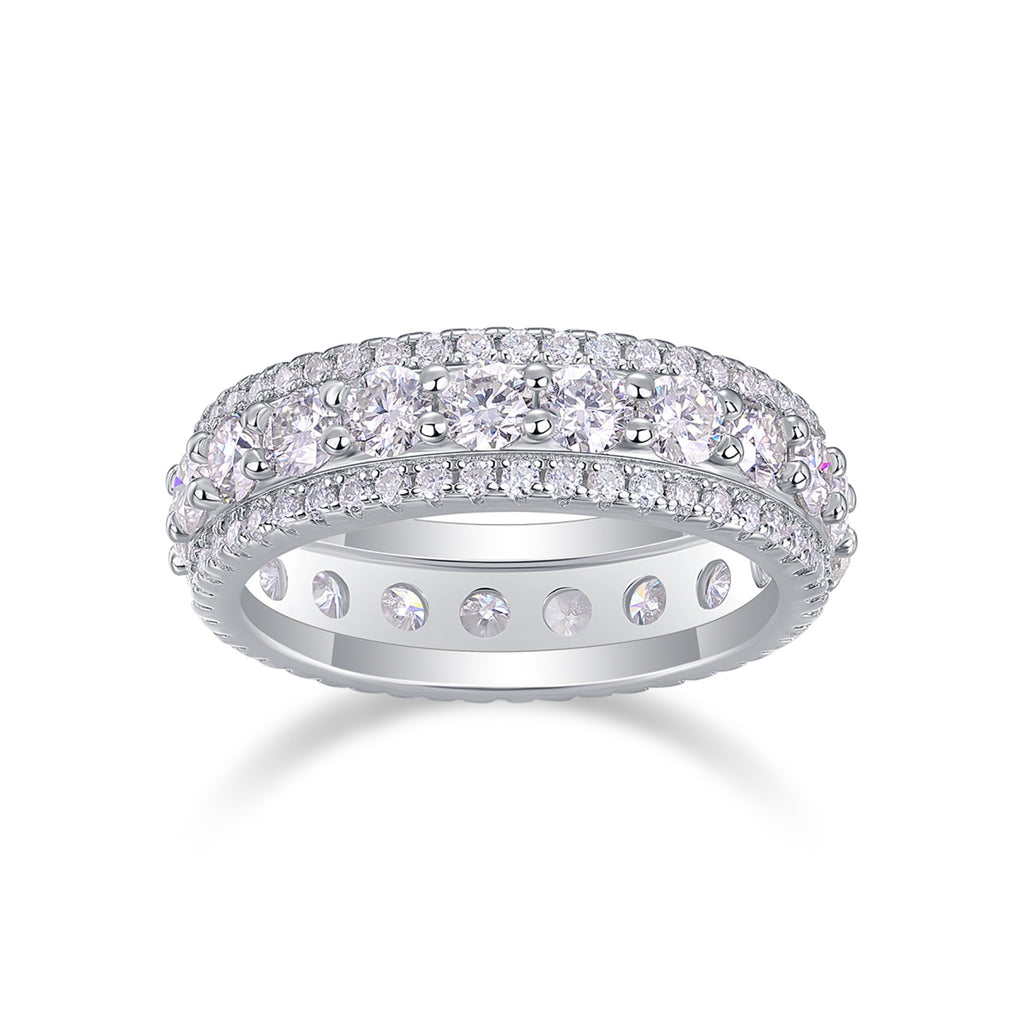 Relay Moissanite Eternity Band Ring in Sterling Silver