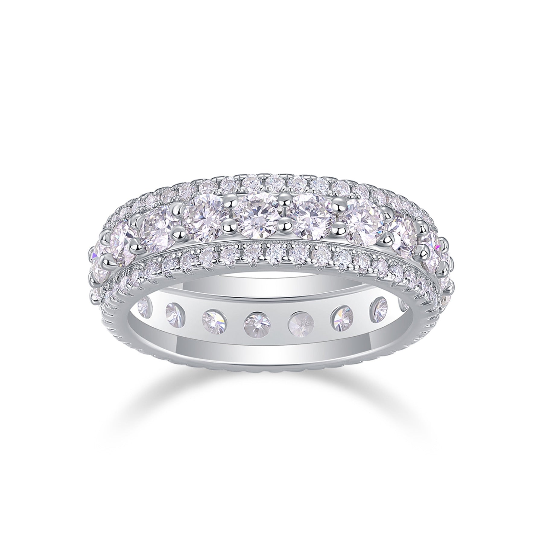Relay Moissanite Eternity Band Ring in Sterling Silver