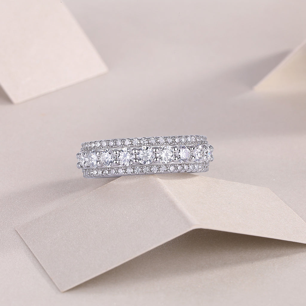 Relay Moissanite Eternity Band Ring in Sterling Silver