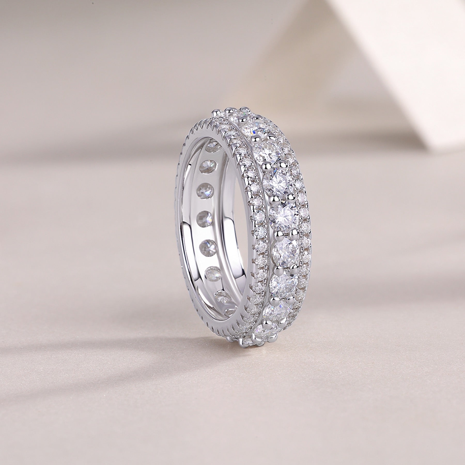 Relay Moissanite Eternity Band Ring in Sterling Silver