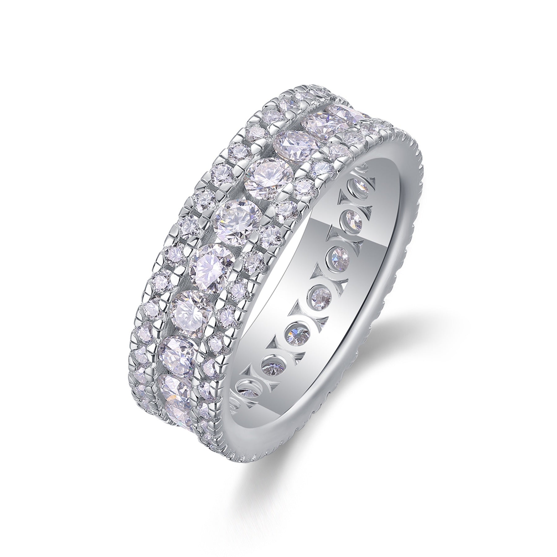Purity Moissanite Eternity Band Ring in Sterling Silver