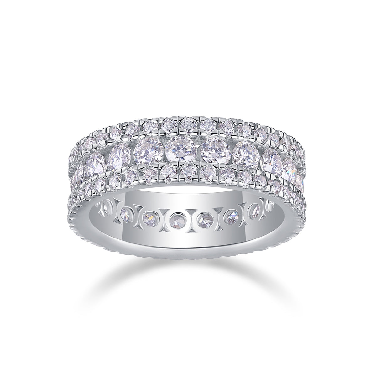Purity Moissanite Eternity Band Ring in Sterling Silver