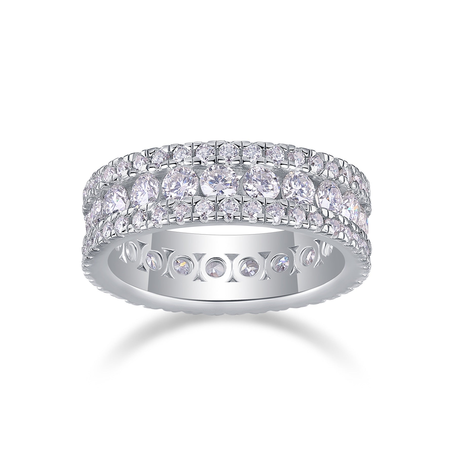 Purity Moissanite Eternity Band Ring in Sterling Silver