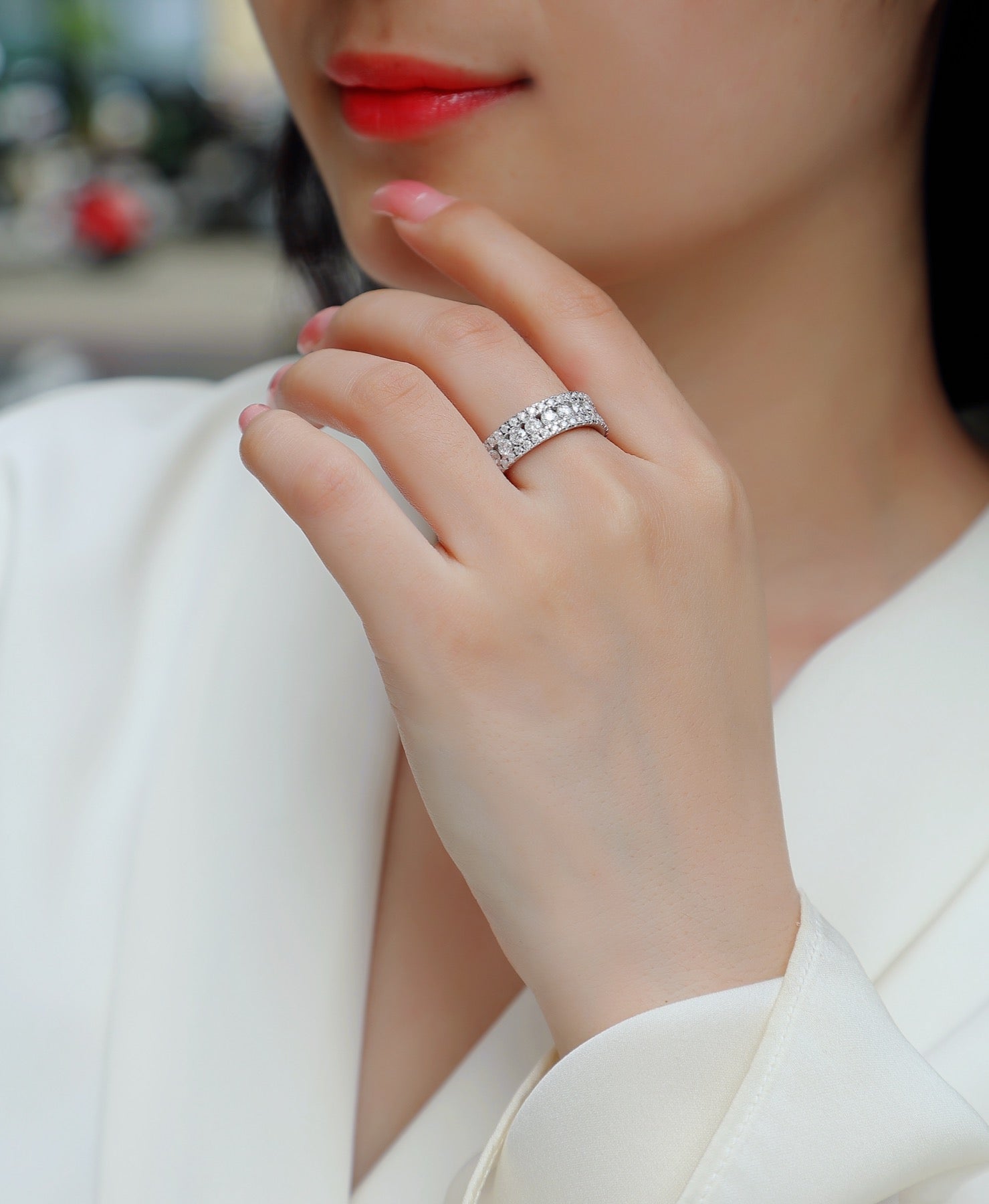 Purity Moissanite Eternity Band Ring in Sterling Silver