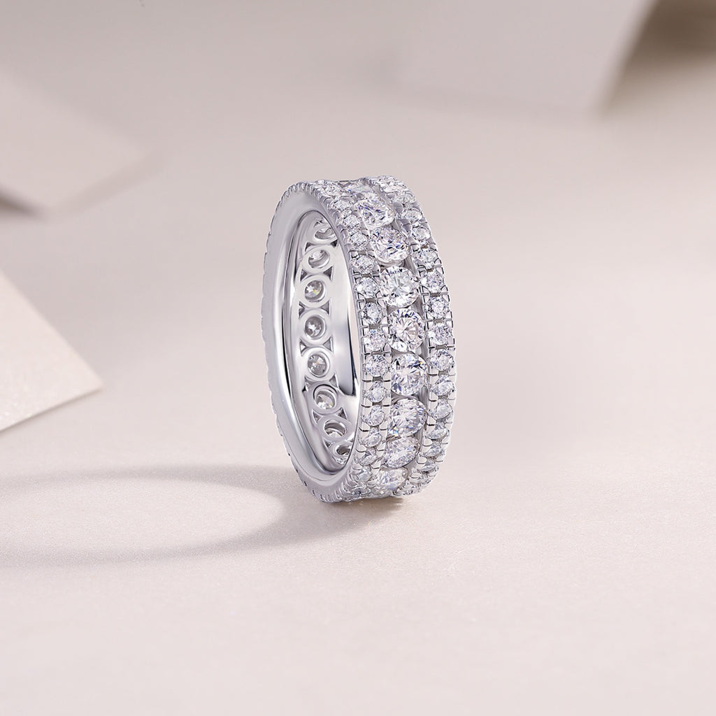 Purity Moissanite Eternity Band Ring in Sterling Silver