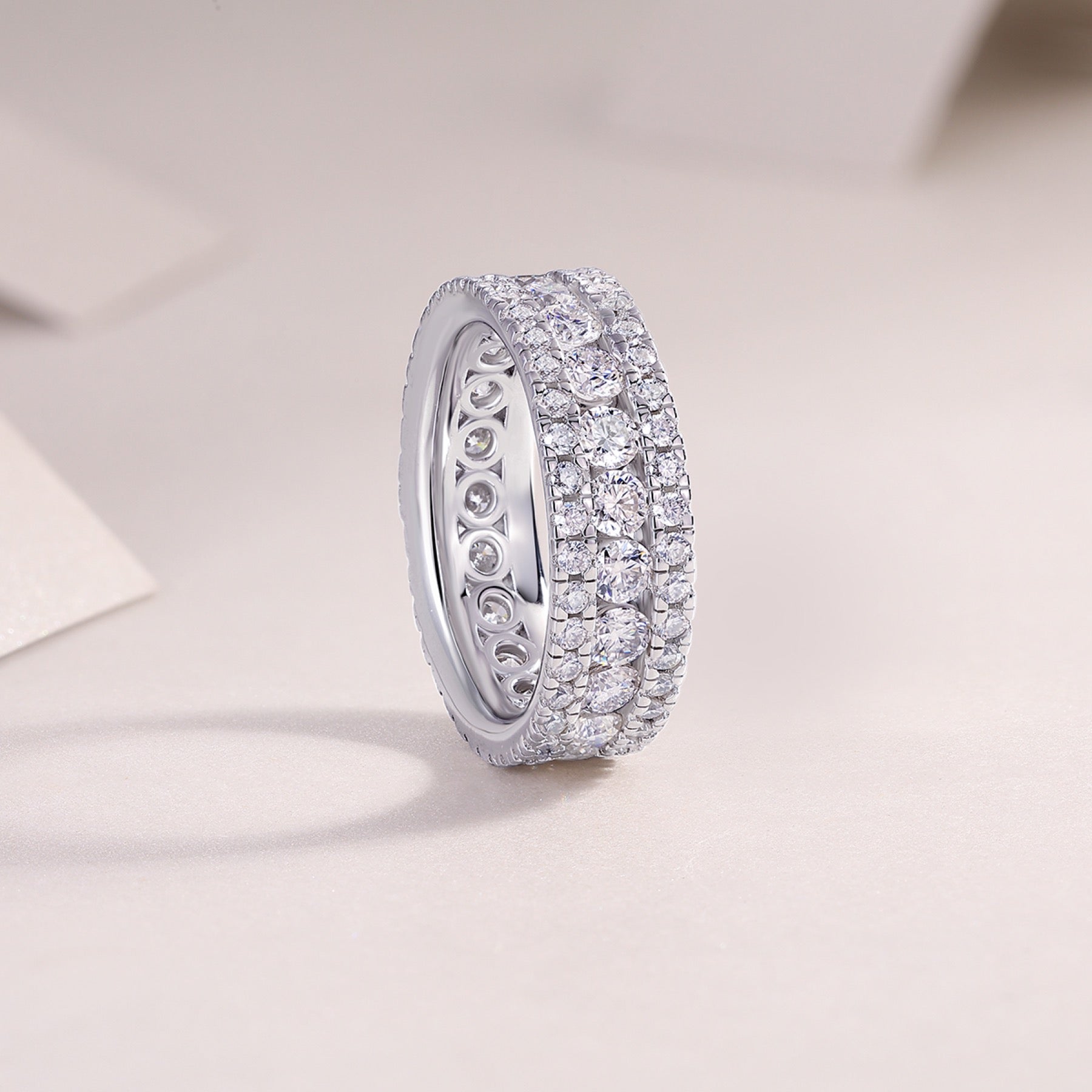 Purity Moissanite Eternity Band Ring in Sterling Silver