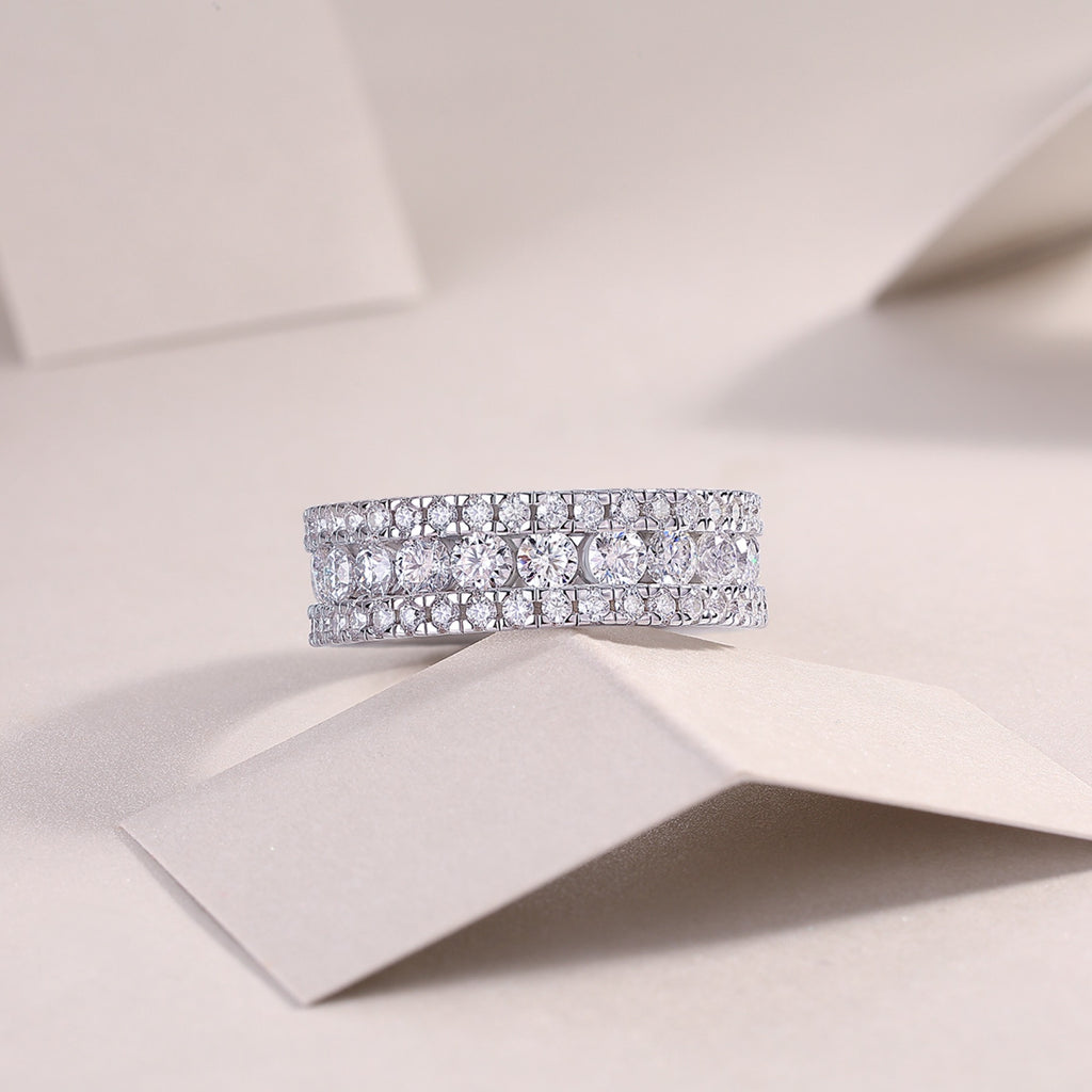 Purity Moissanite Eternity Band Ring in Sterling Silver