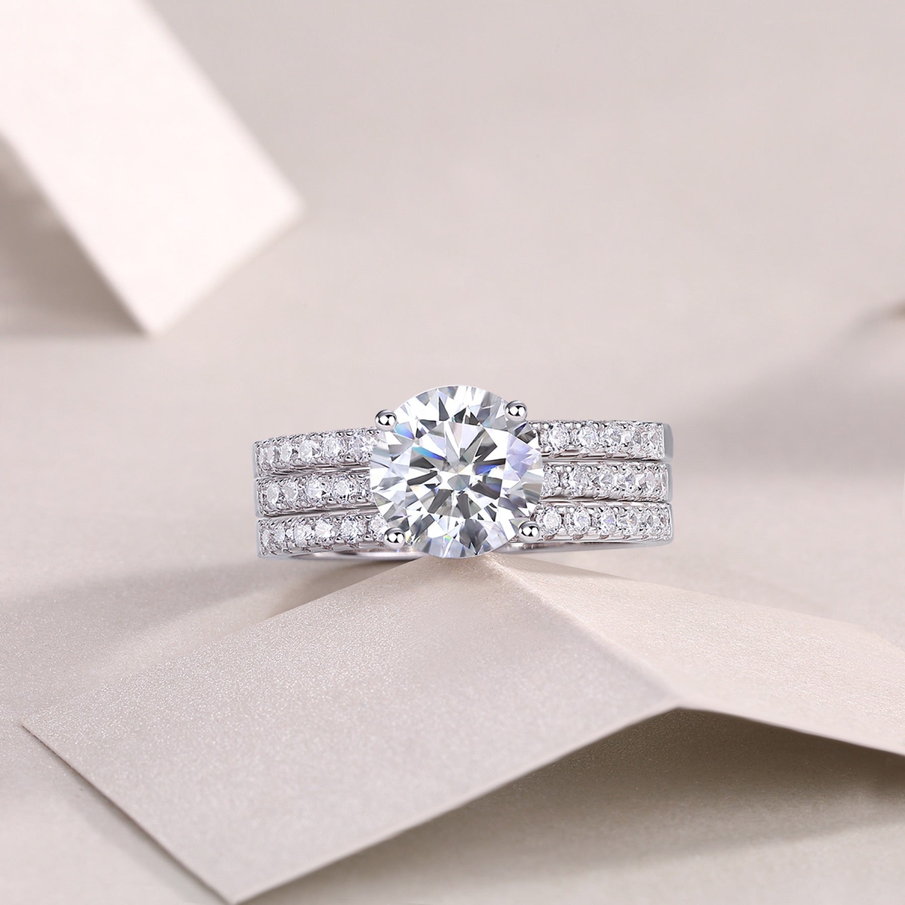 Fantasia 2 Carat Moissanite Solitaire Ring in Sterling Silver