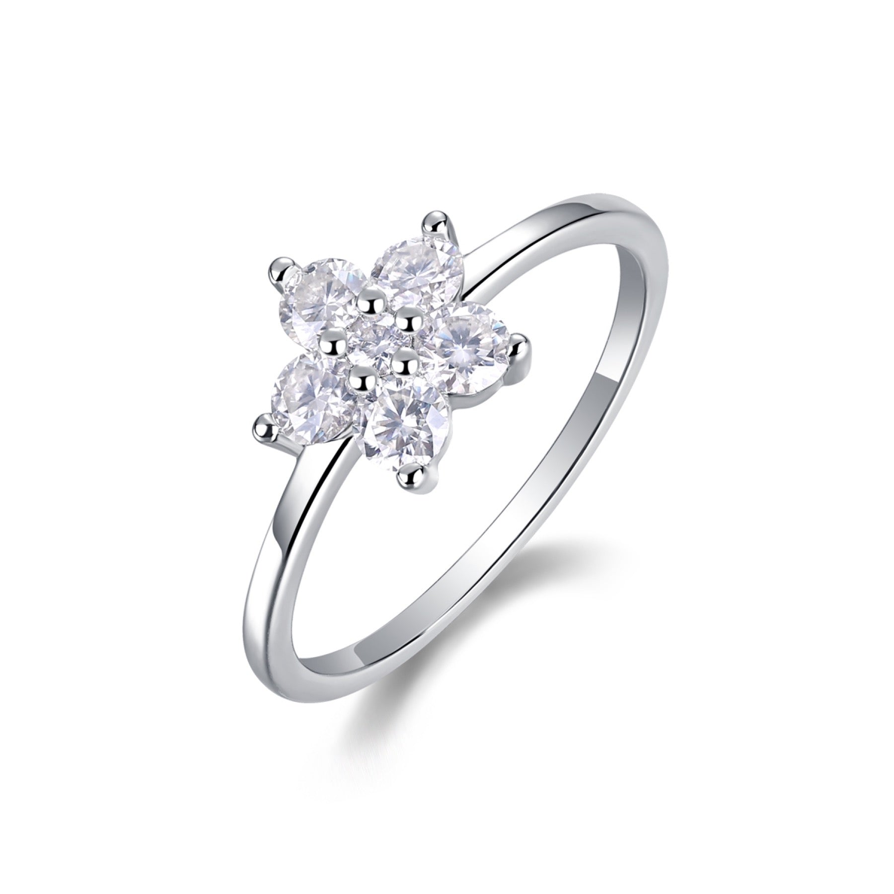 Daisy Moissanite Flower Ring in Sterling Silver