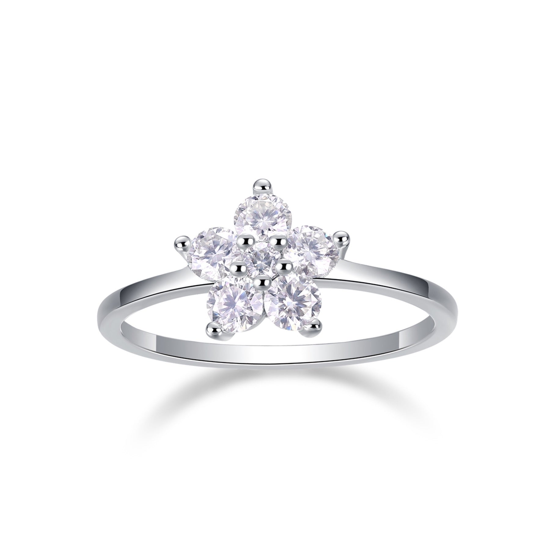 Daisy Moissanite Flower Ring in Sterling Silver