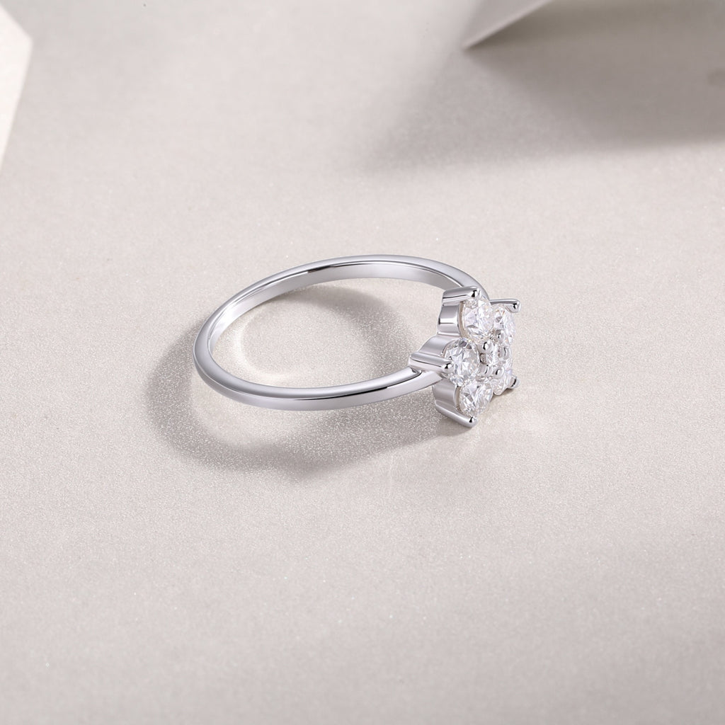 Daisy Moissanite Flower Ring in Sterling Silver