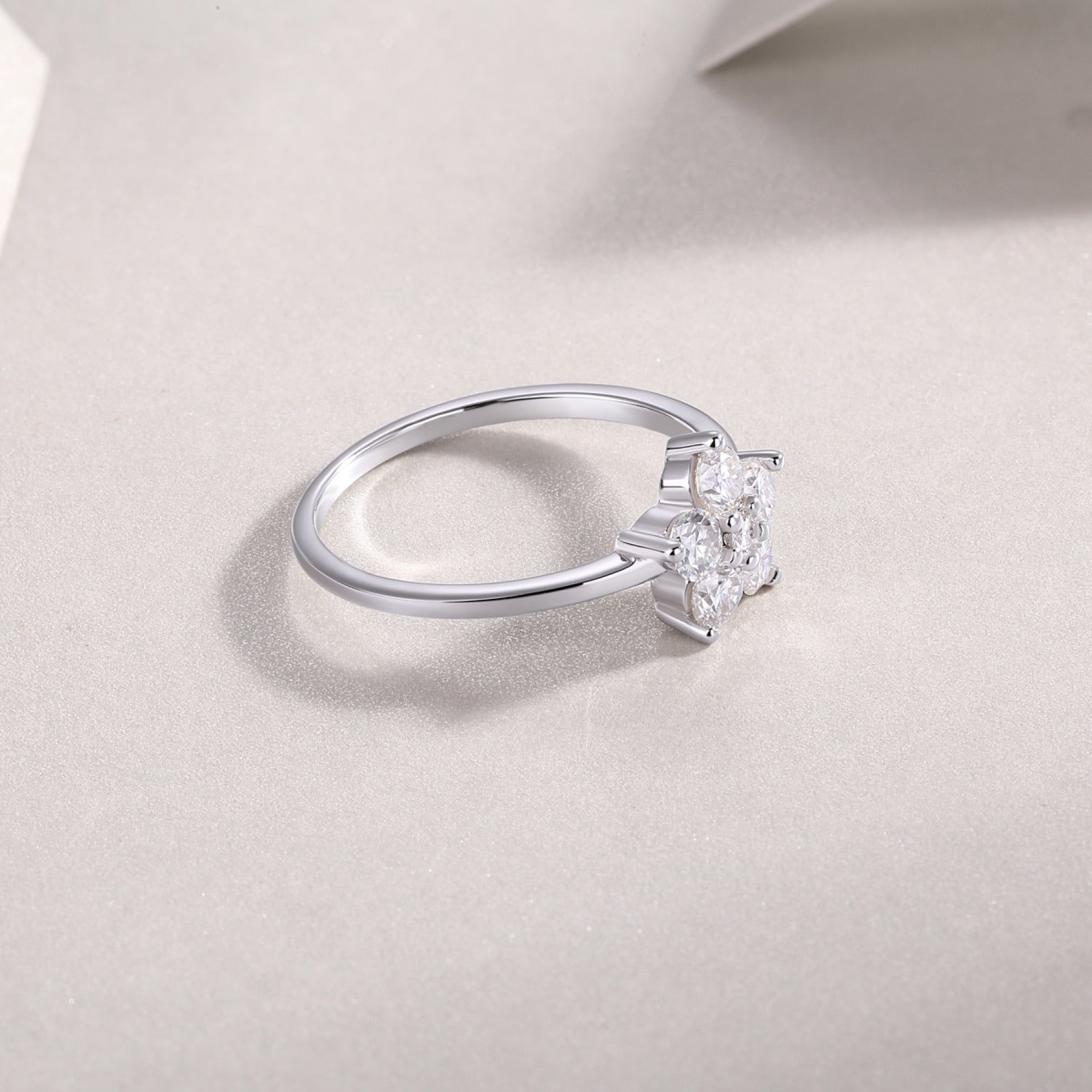 Daisy Moissanite Flower Ring in Sterling Silver