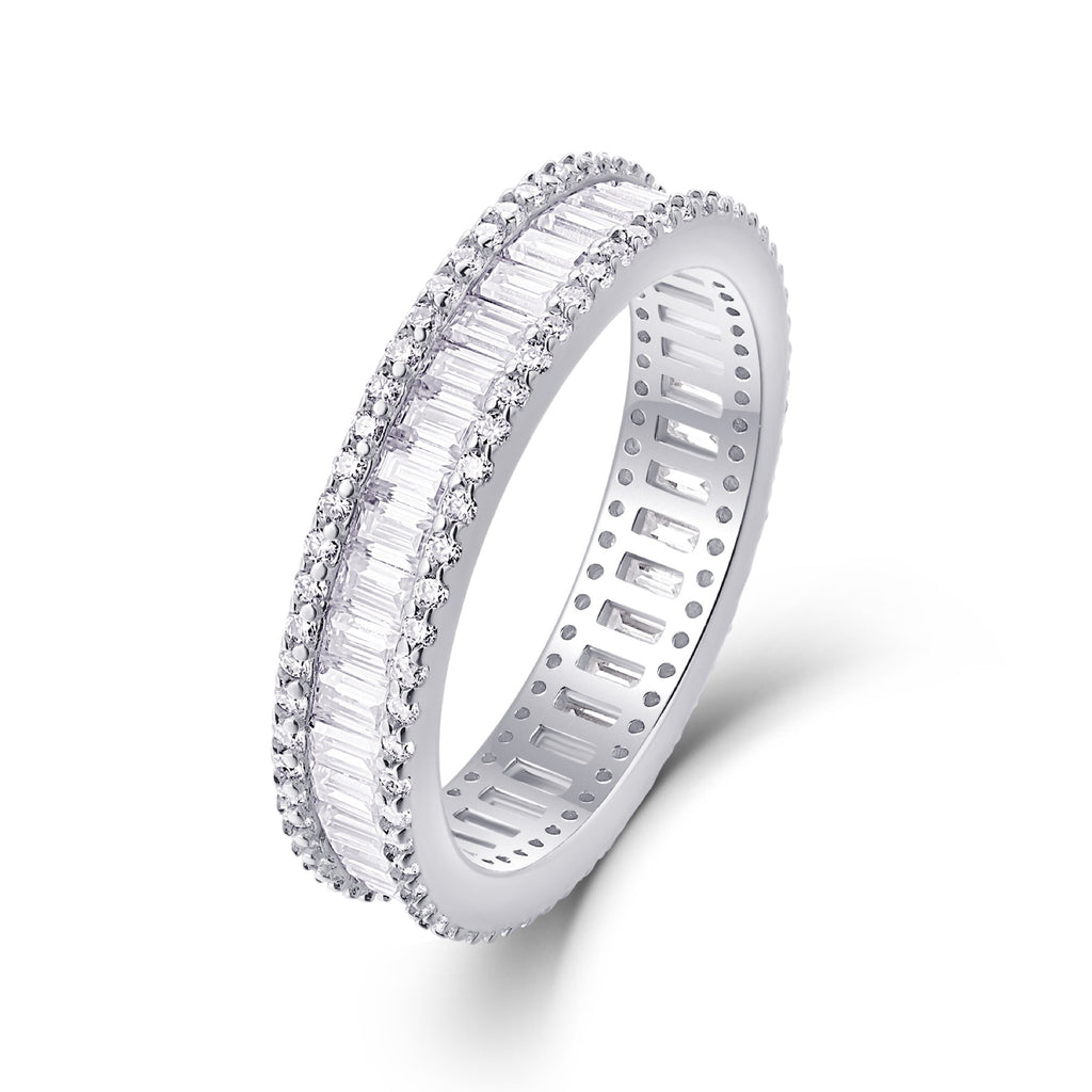 Fullstar Moissanite Eternity Band Ring in Sterling Silver