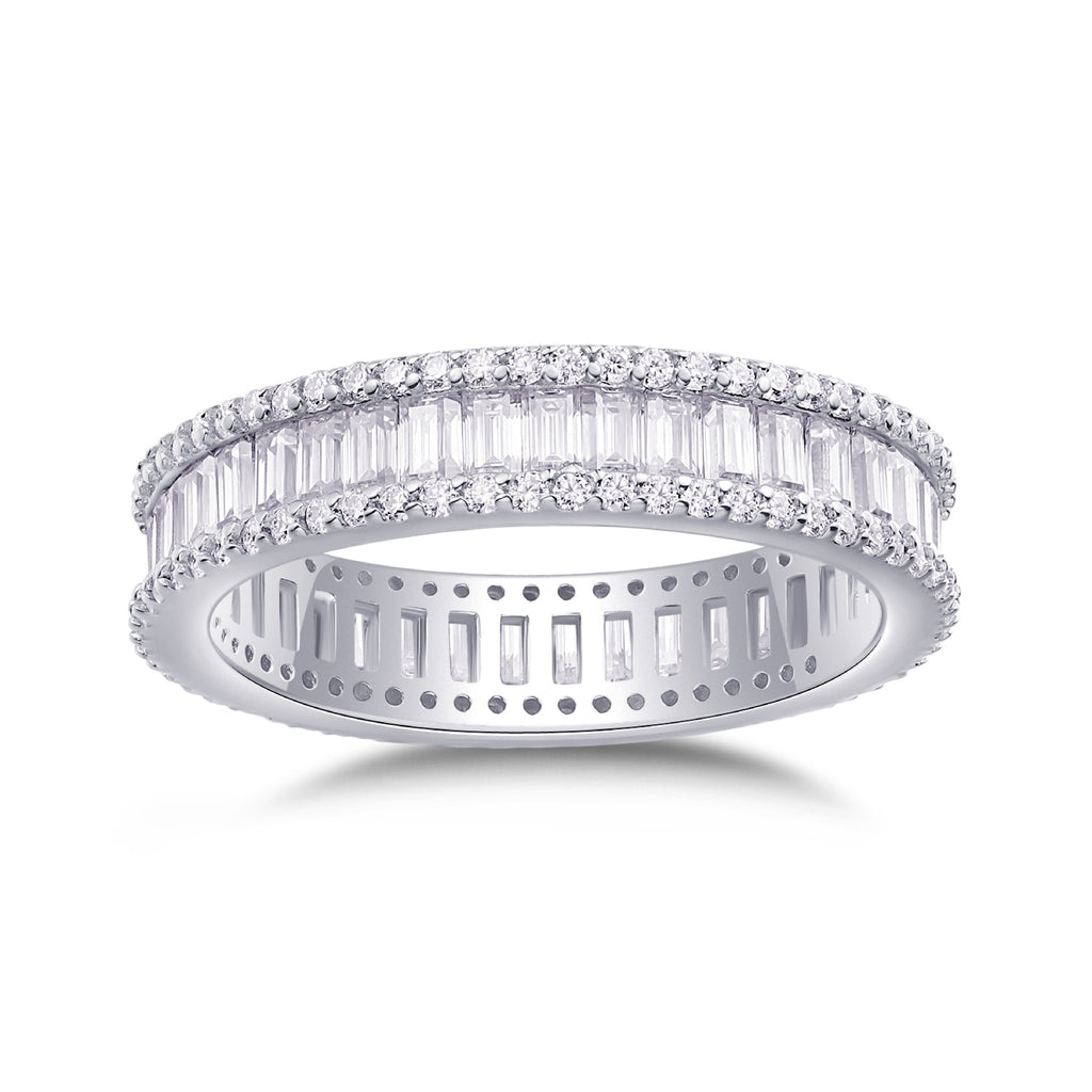 Fullstar Moissanite Eternity Band Ring in Sterling Silver