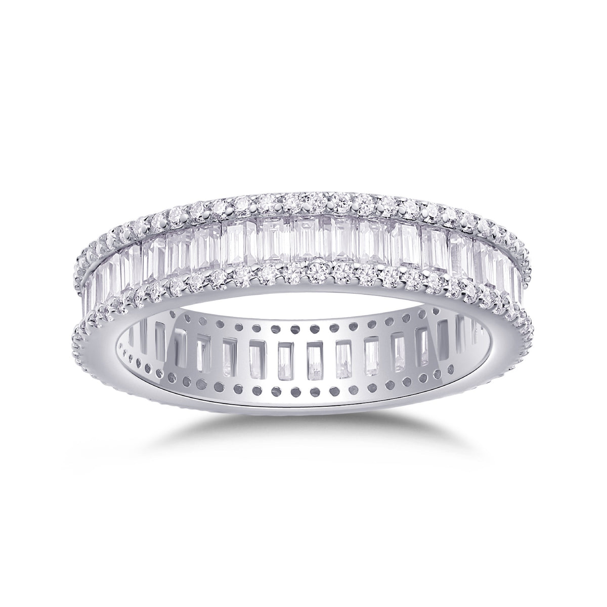 Fullstar Moissanite Eternity Band Ring in Sterling Silver