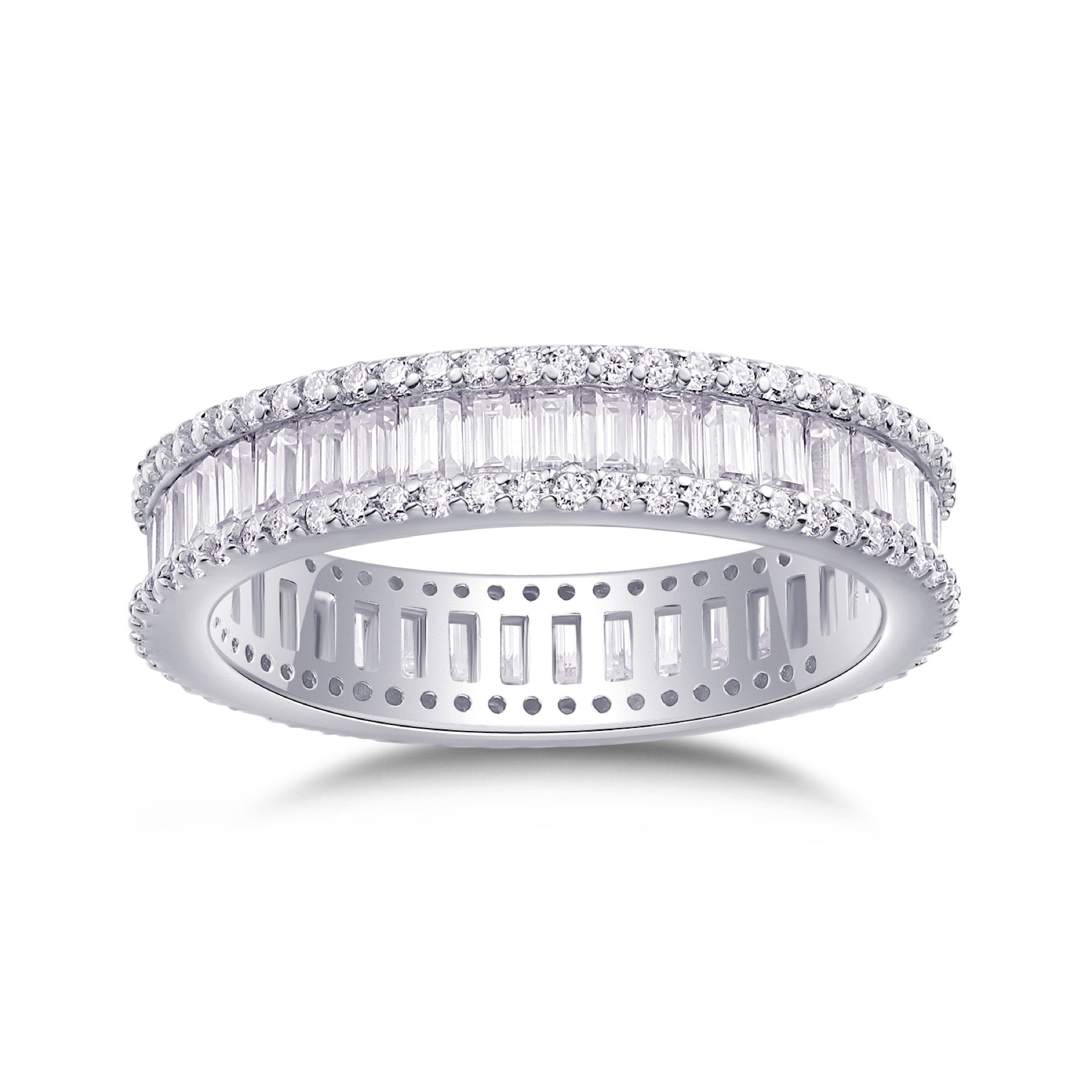 Fullstar Moissanite Eternity Band Ring in Sterling Silver
