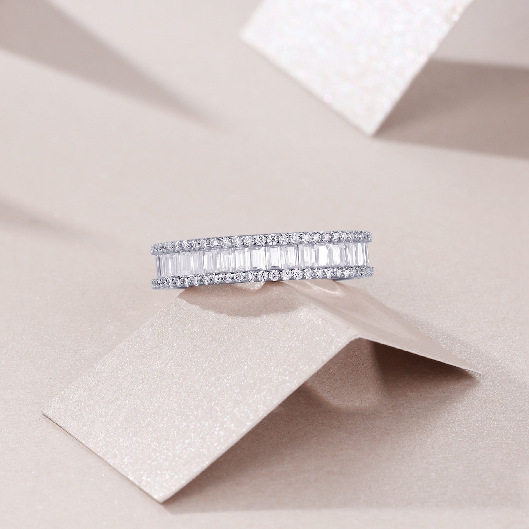 Fullstar Moissanite Eternity Band Ring in Sterling Silver