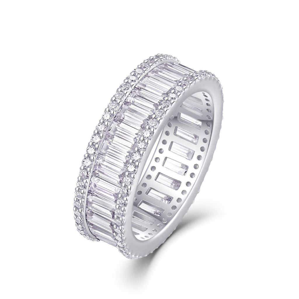 Note Moissanite Eternity Band Ring in Sterling Silver