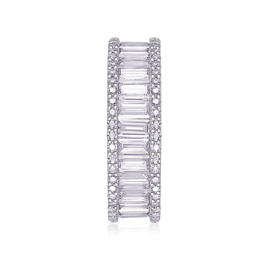 Note Moissanite Eternity Band Ring in Sterling Silver