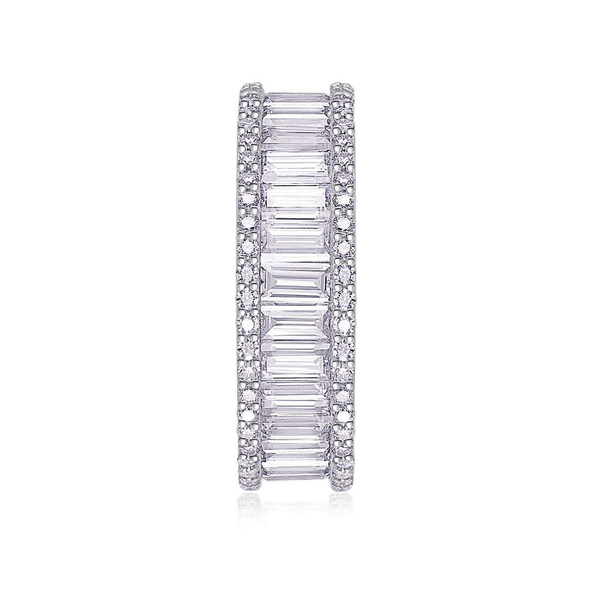 Note Moissanite Eternity Band Ring in Sterling Silver