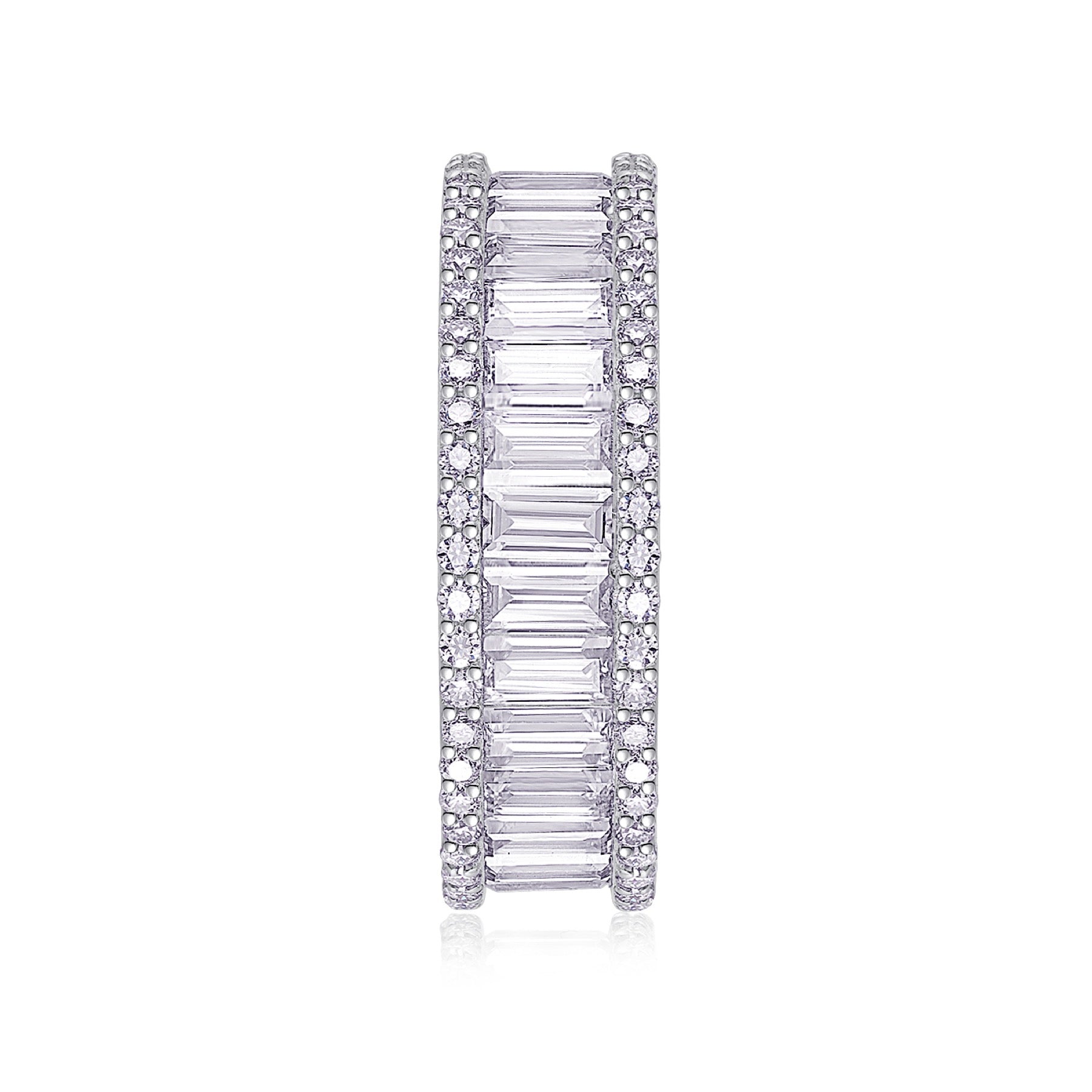 Note Moissanite Eternity Band Ring in Sterling Silver