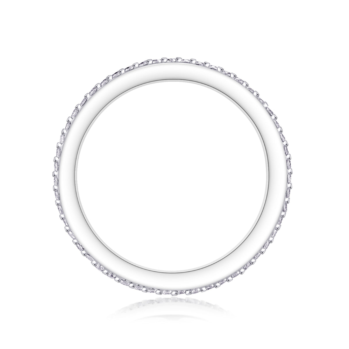 Note Moissanite Eternity Band Ring in Sterling Silver