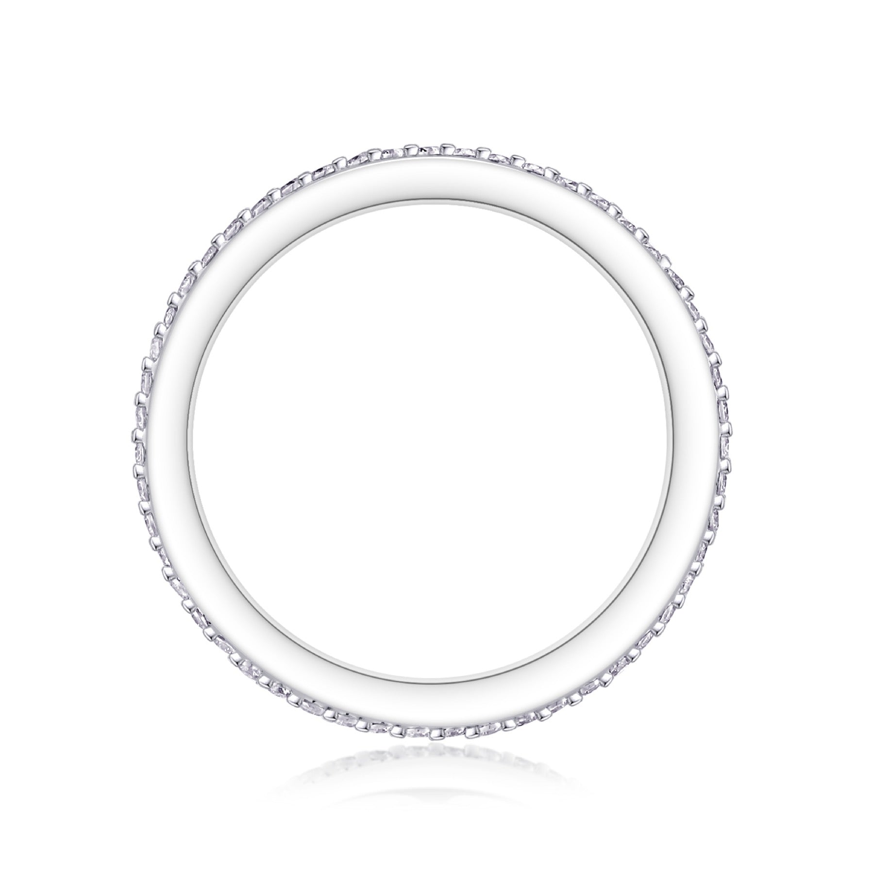 Note Moissanite Eternity Band Ring in Sterling Silver