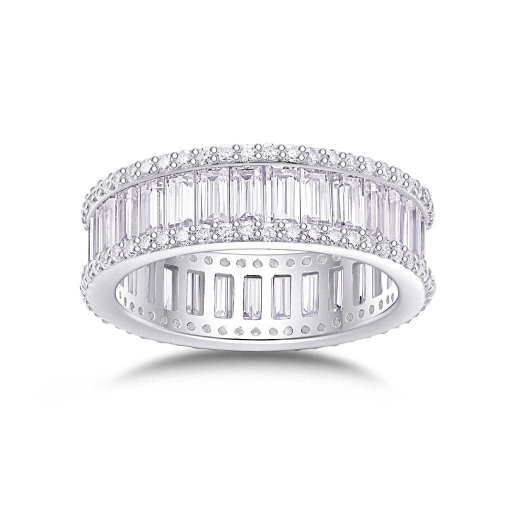 Note Moissanite Eternity Band Ring in Sterling Silver