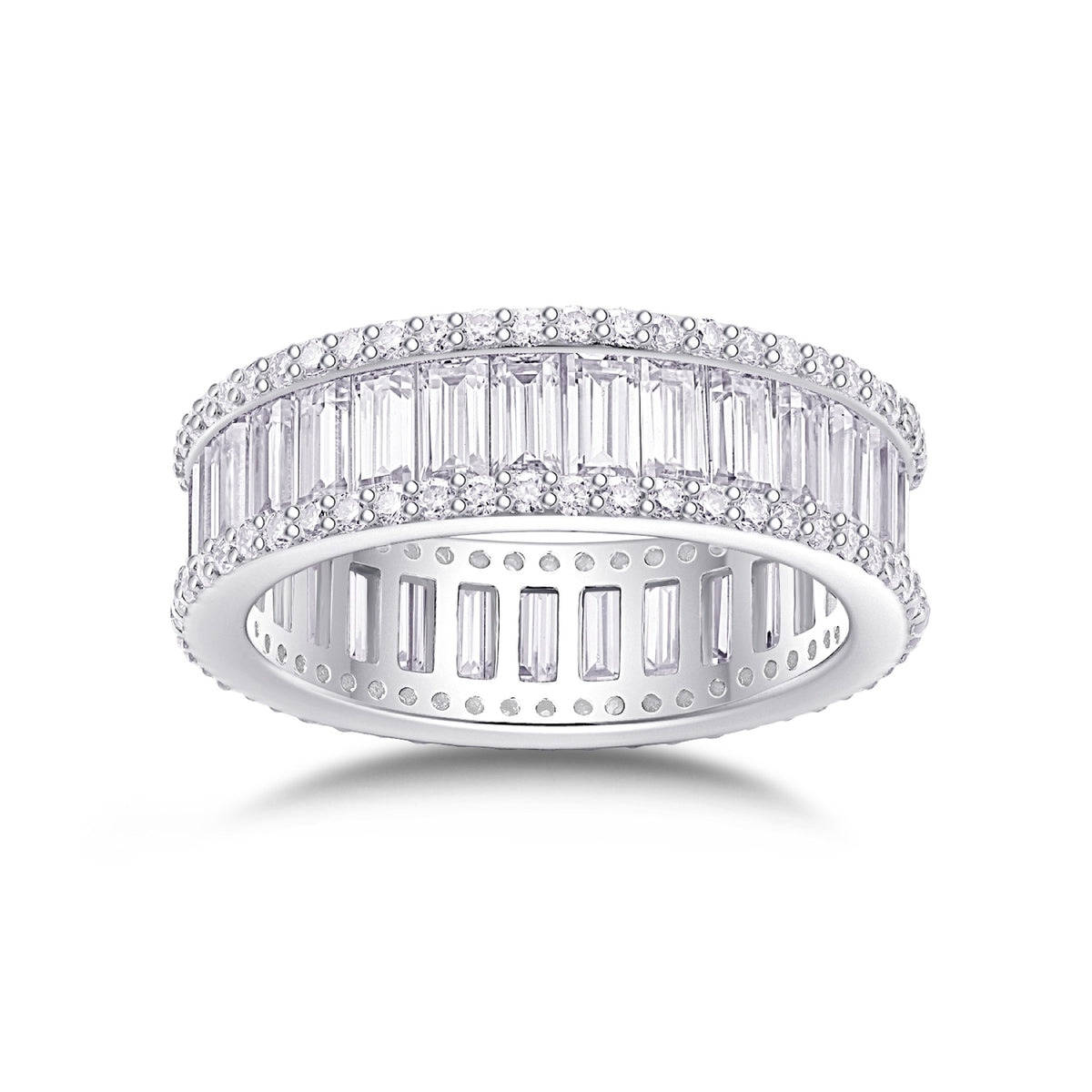 Note Moissanite Eternity Band Ring in Sterling Silver