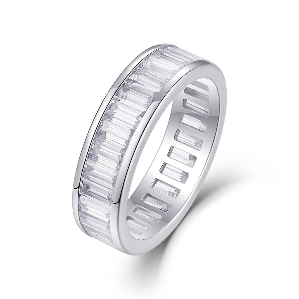 Rhythm Moissanite Eternity Band Ring in Sterling Silver