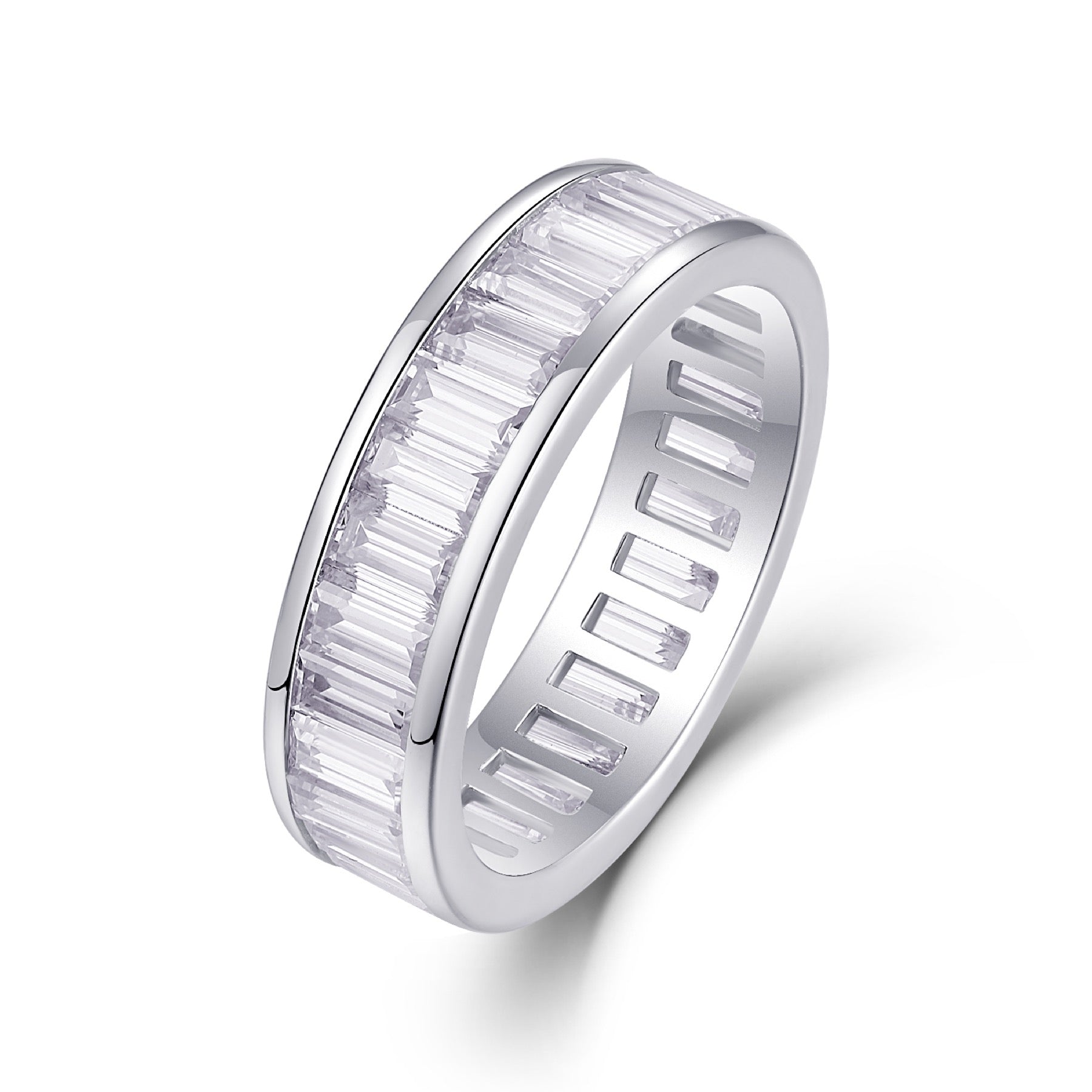 Rhythm Moissanite Eternity Band Ring in Sterling Silver