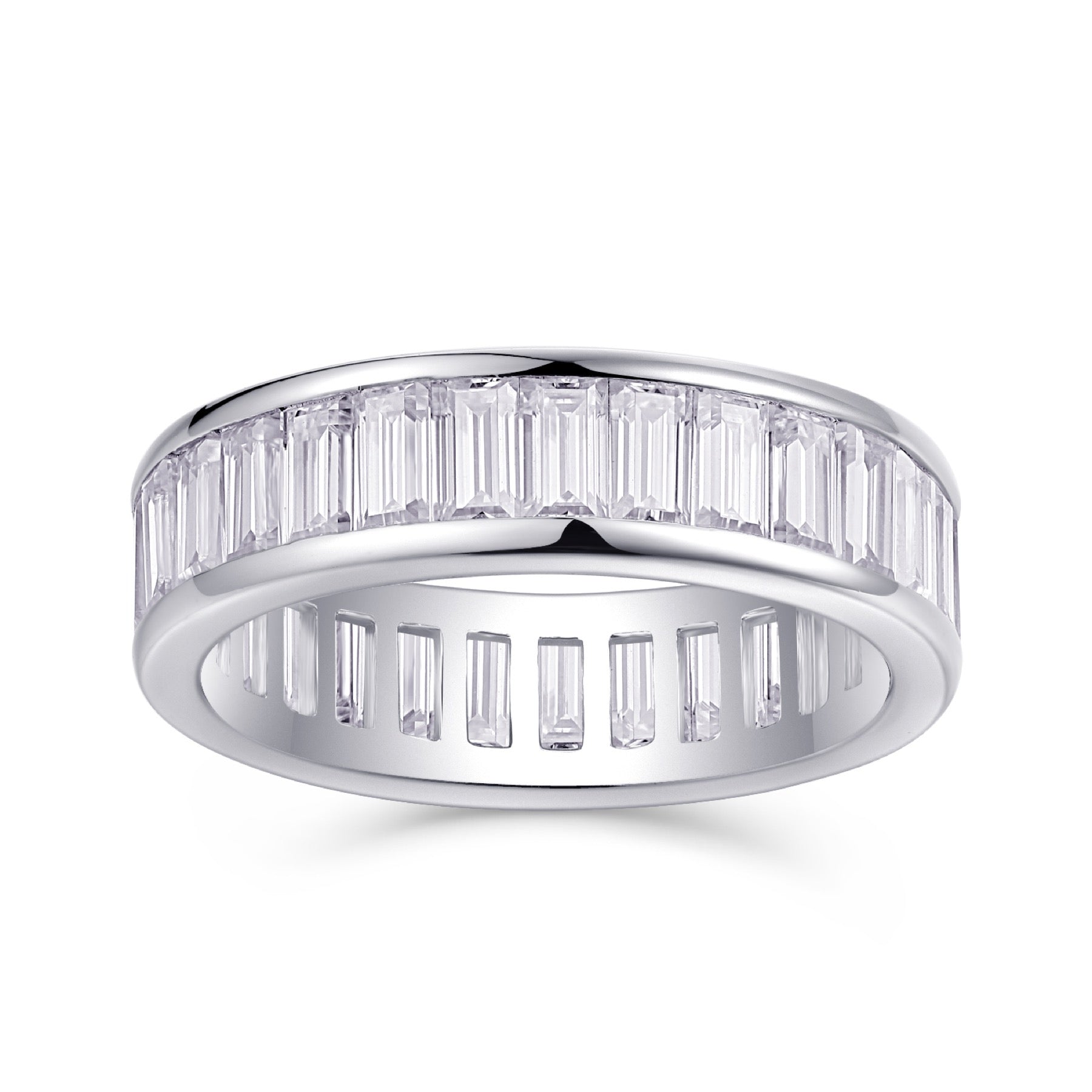 Rhythm Moissanite Eternity Band Ring in Sterling Silver
