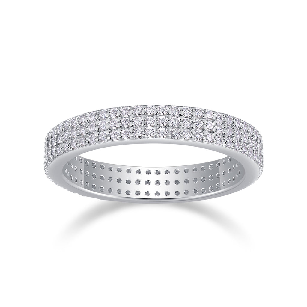Illume Moissanite Eternity Band Ring in Sterling Silver