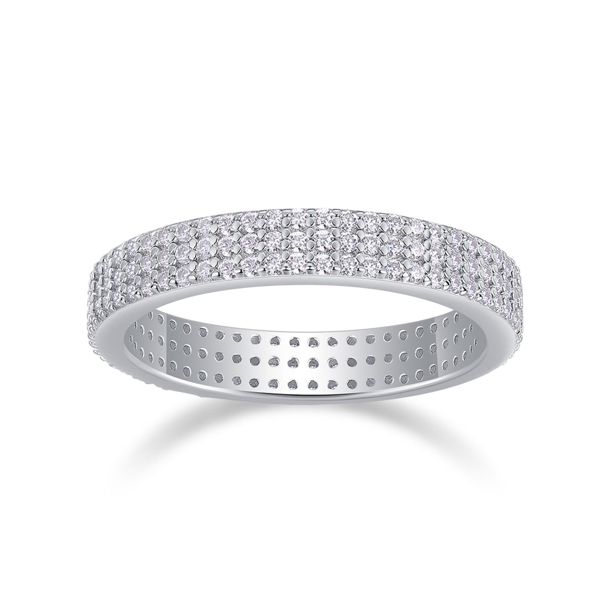 Illume Moissanite Eternity Band Ring in Sterling Silver