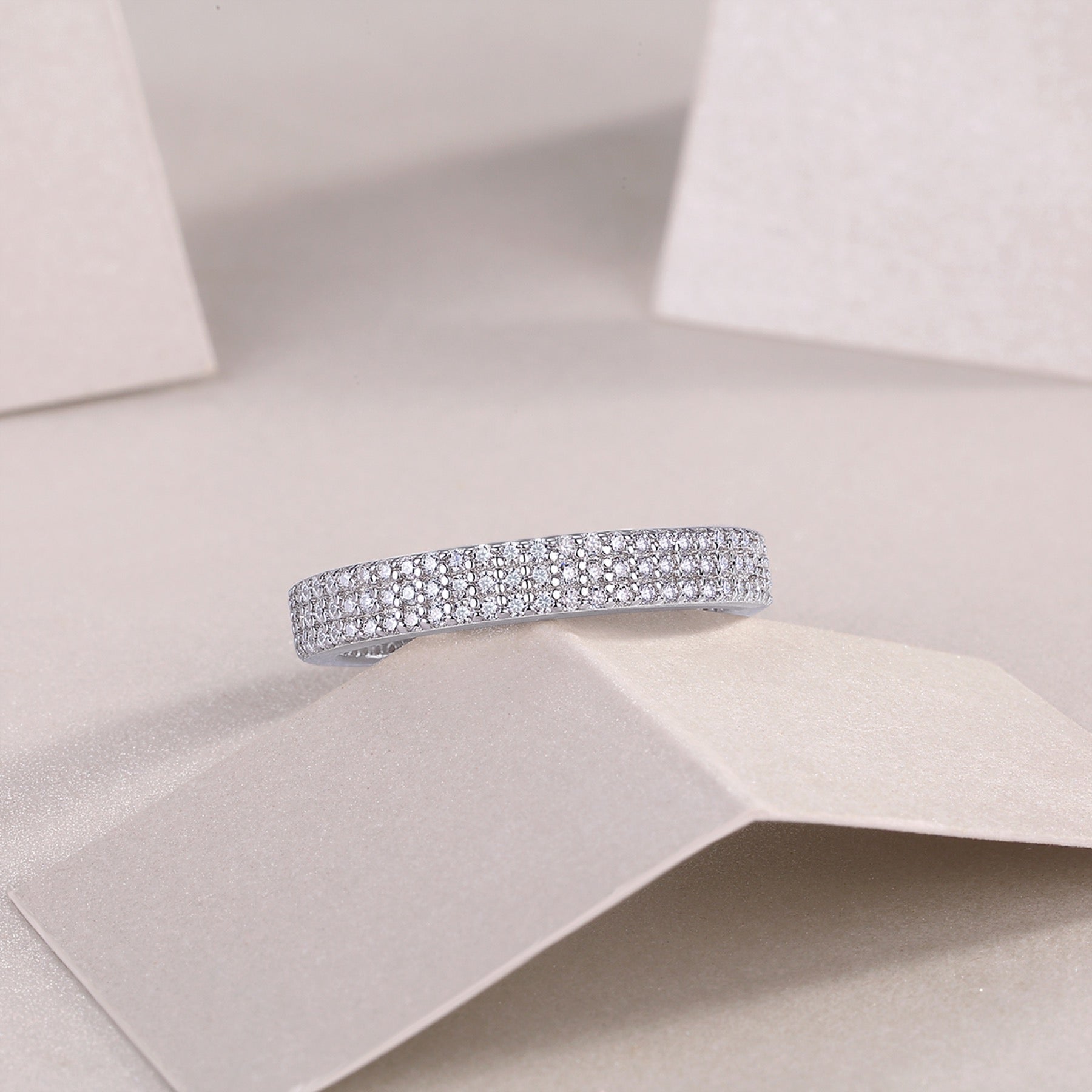 Illume Moissanite Eternity Band Ring in Sterling Silver