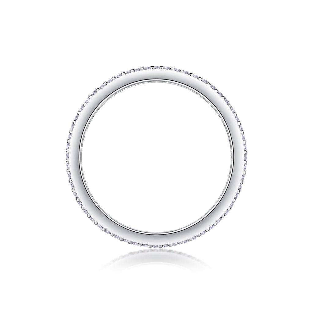 Fullpave Moissanite Eternity Band Ring in Sterling Silver