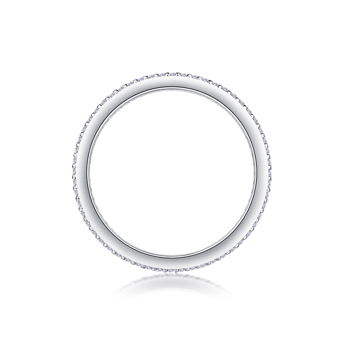 Fullpave Moissanite Eternity Band Ring in Sterling Silver