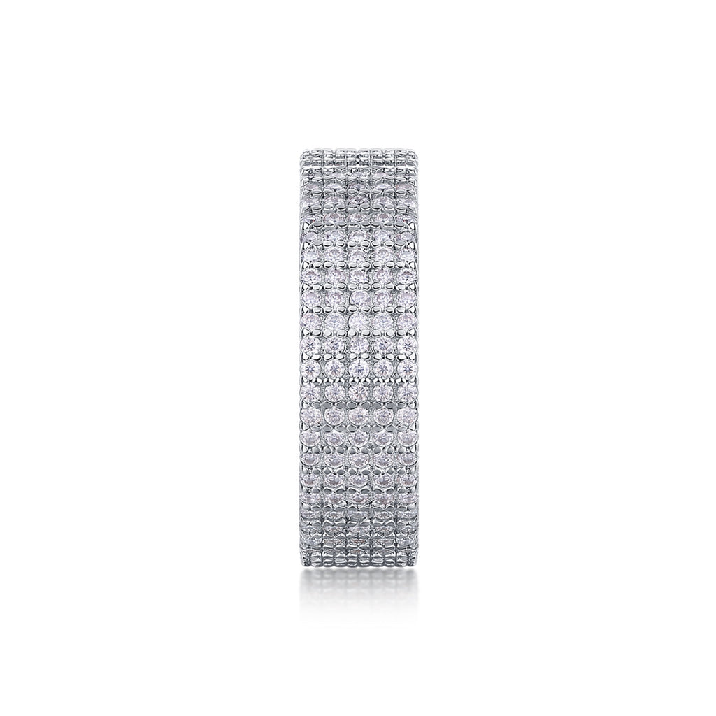 Fullpave Moissanite Eternity Band Ring in Sterling Silver