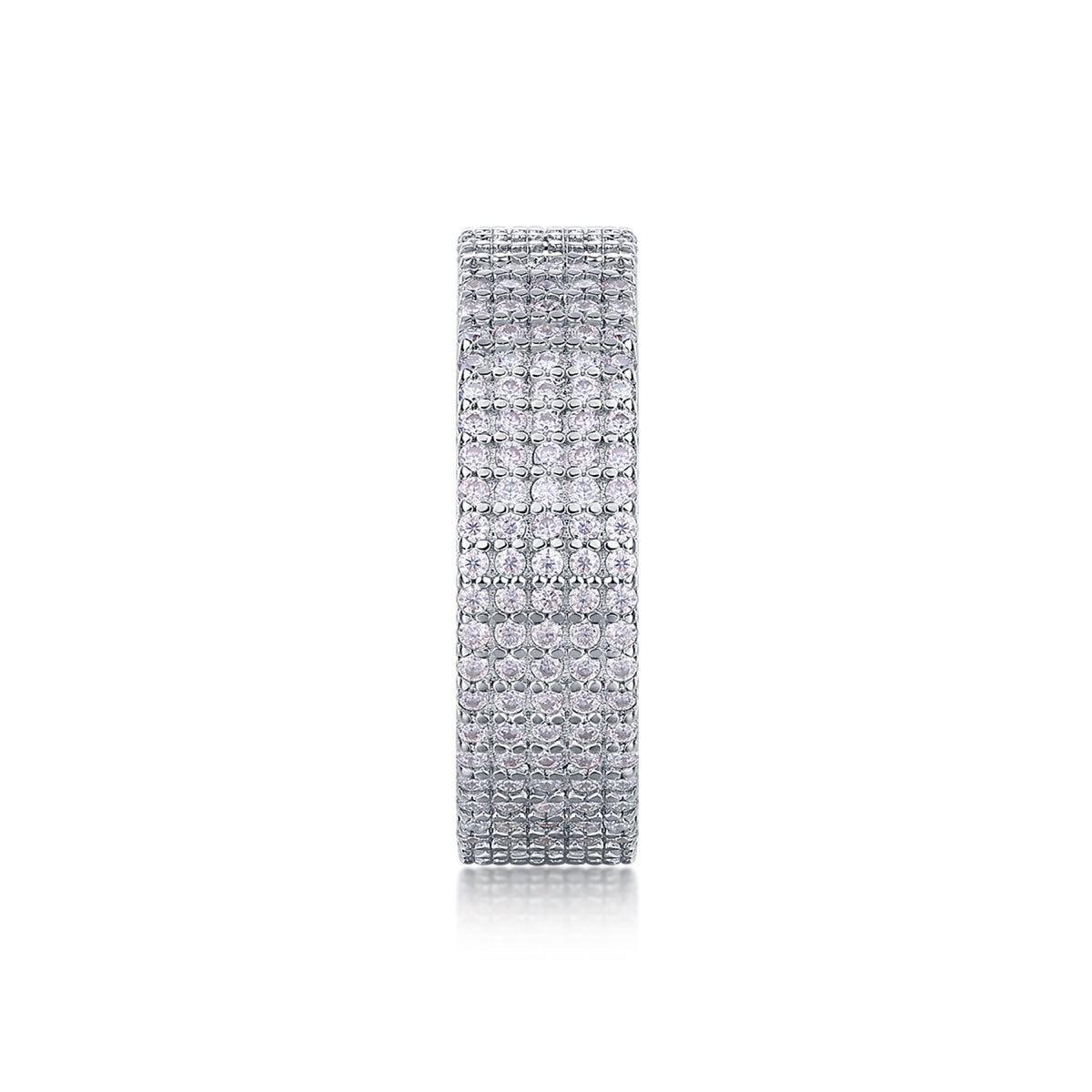 Fullpave Moissanite Eternity Band Ring in Sterling Silver
